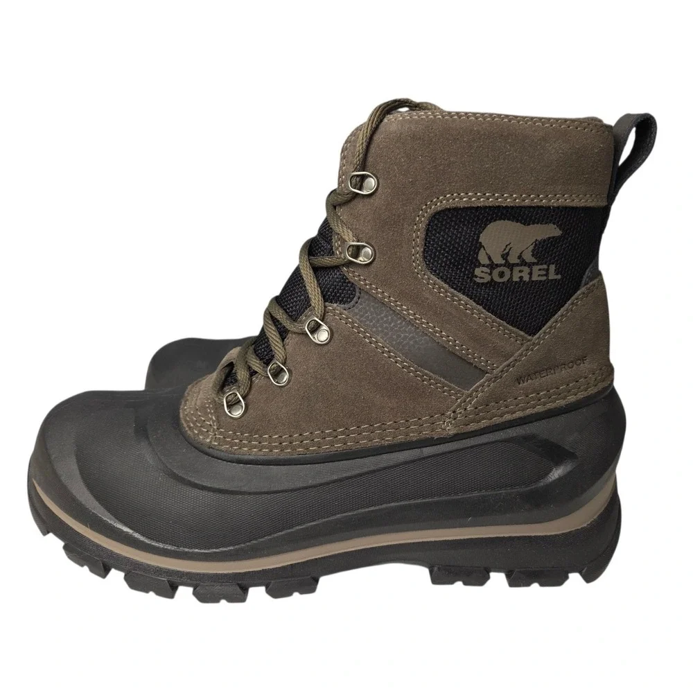 Sorel Buxton Lace Boots Mens 7.5 Brown Black Waterproof Insulated Winter New